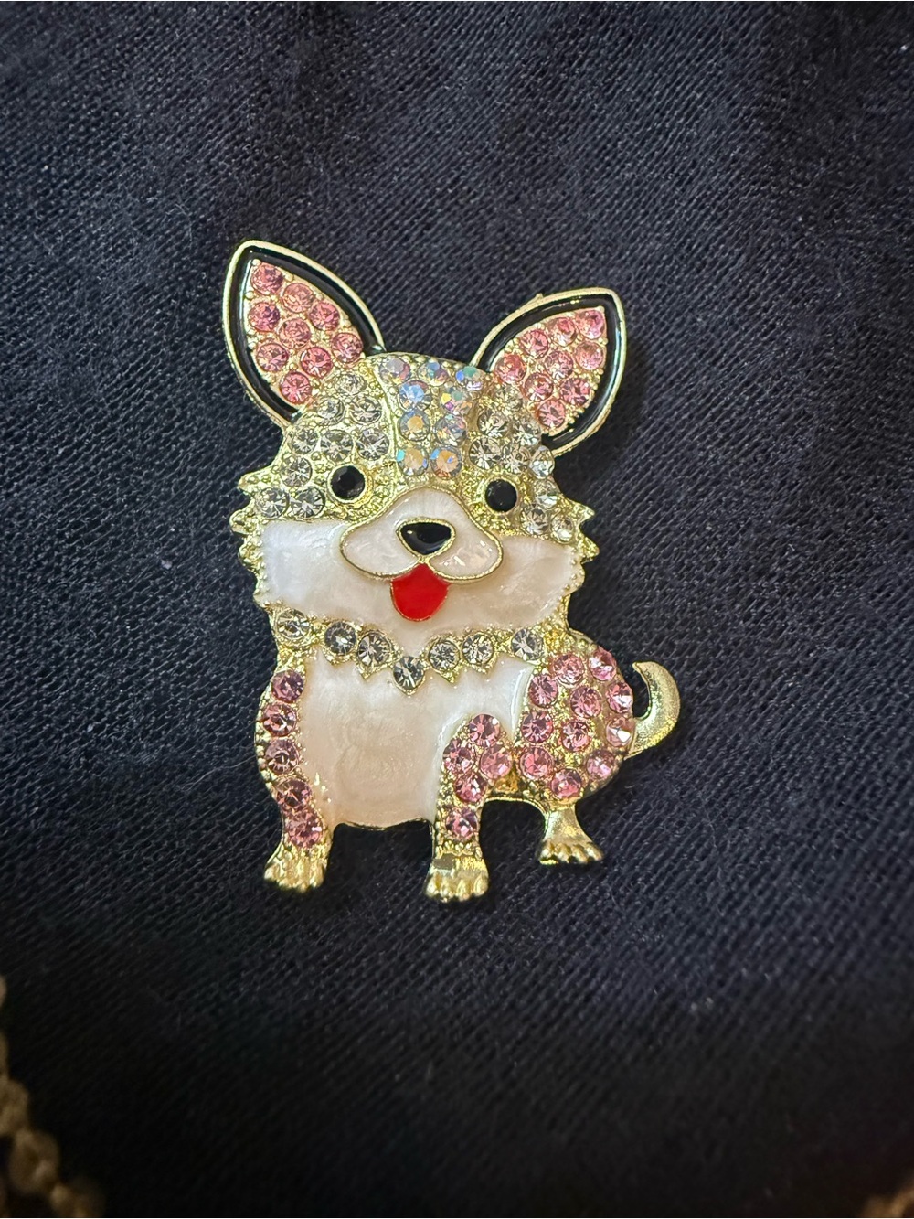 Crystal Pink & White Chihuahua Dog Brooch - Fashion Pet Pin